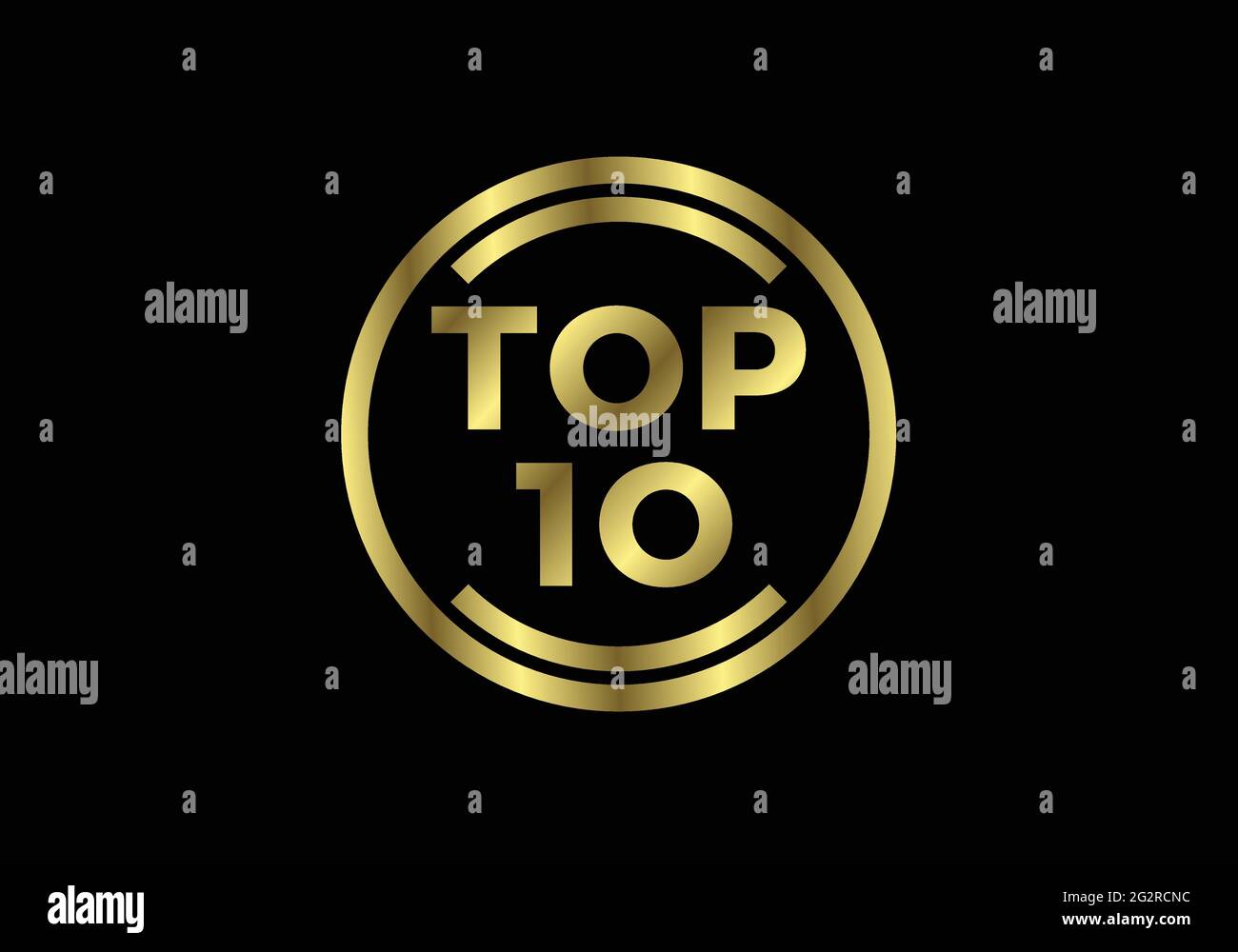 Top ten ranking and best of the best rank. Top 10 golden sign for music video or other content, Vector illustration Stock Vector