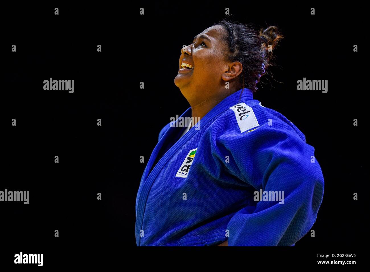 BUDAPEST, HUNGARY - JUNE 12: Beatriz Souza of Brazil wins the bronze medal during the Bronze medal contest for +78 women match of the World Judo Championships Hungary 2021 at Papp Laszlo Budapest Sports Arena  on June 12, 2021 in Budapest, Hungary (Photo by Yannick Verhoeven/Orange Pictures) Credit: Orange Pics BV/Alamy Live News Stock Photo