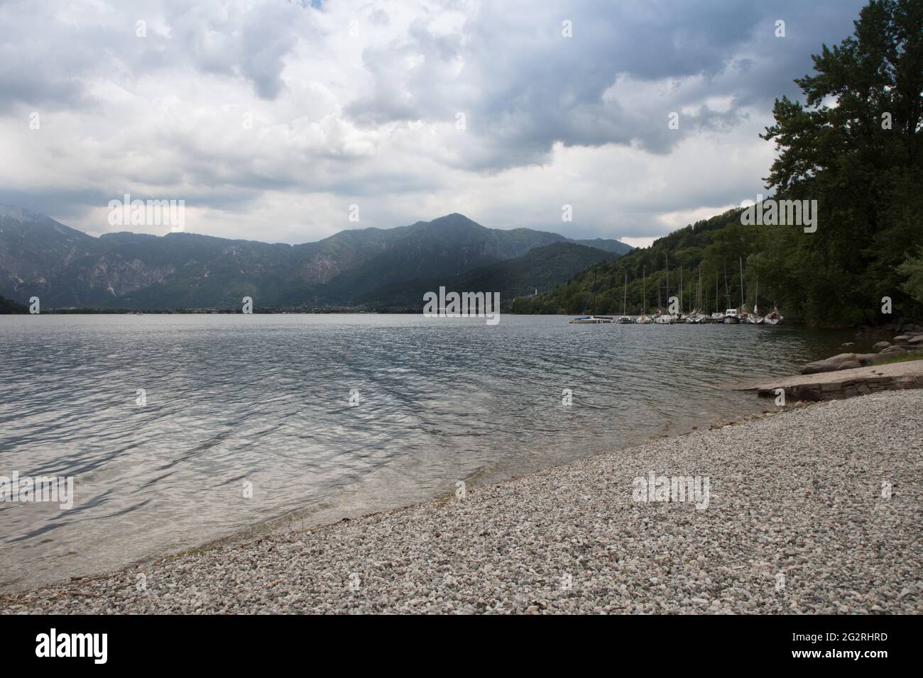 the shore of the beautiful Lake of Caldonazzo, Trentino, Italy Stock Photo