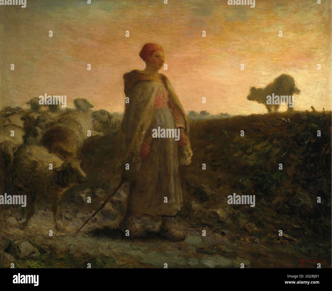 JeanFrançois Millet Shepherdess Returning with Her Flock Stock Photo