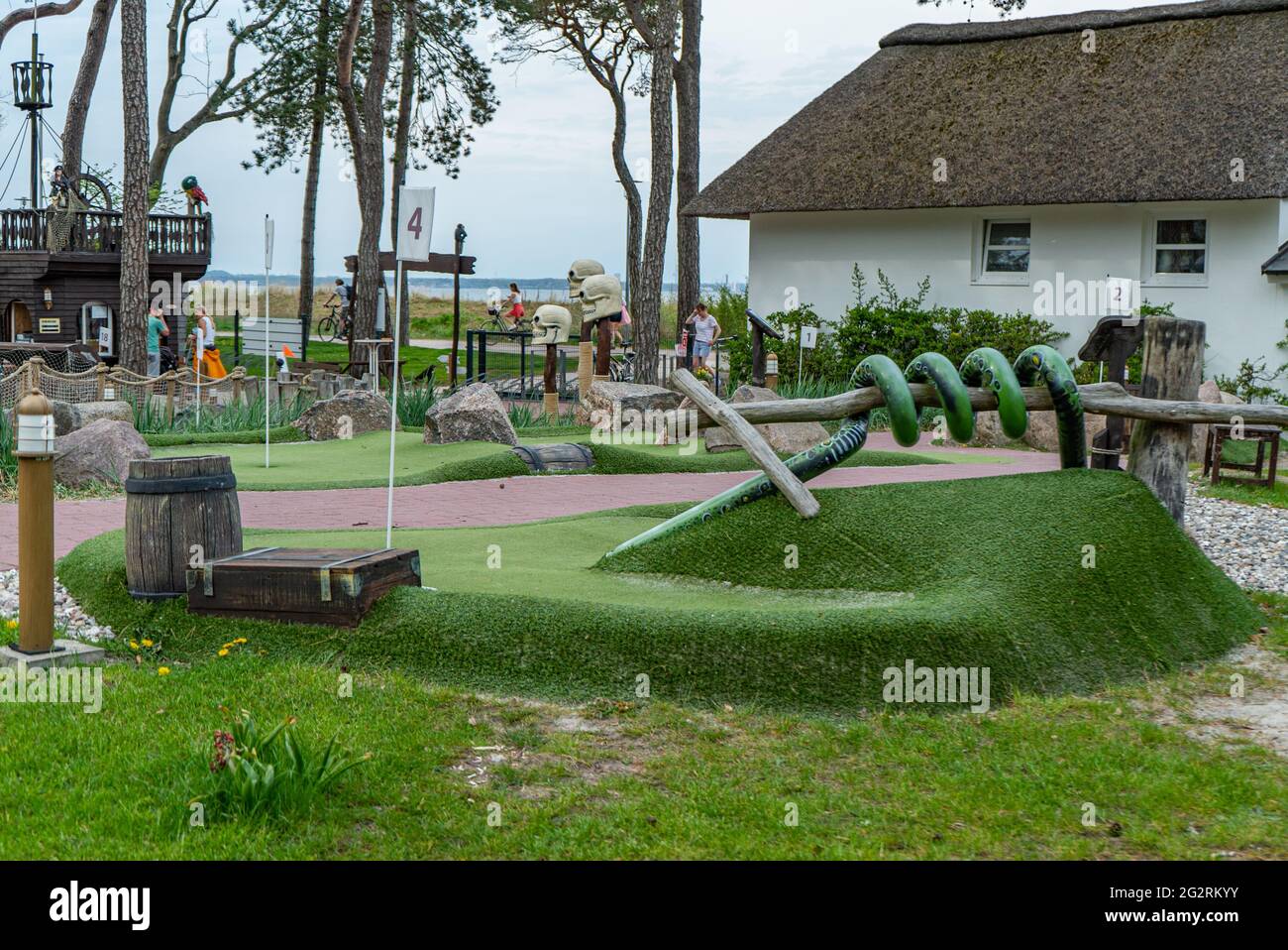 Miniature golf course at the beach - CITY OF LUBECK, GERMANY - MAY 10, 2021 Stock Photo