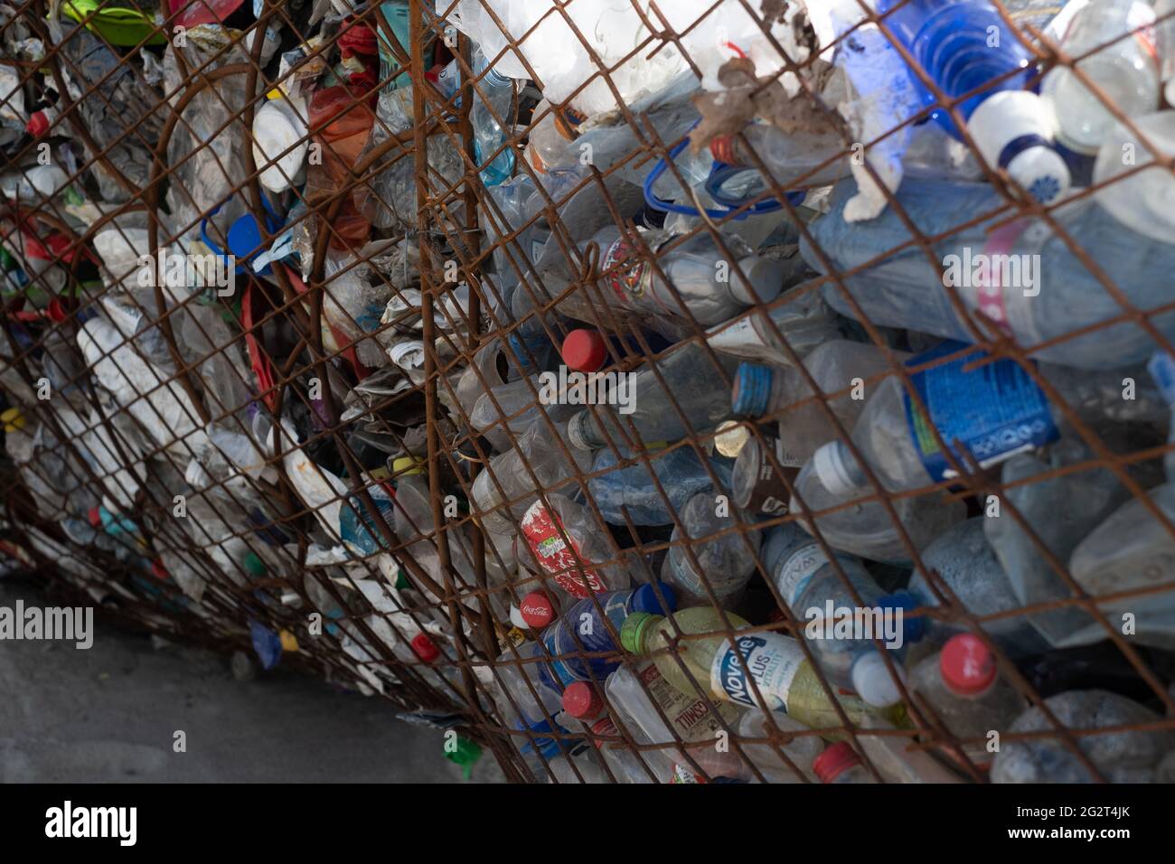 Garbage bin for used plastic bottles and other waste. Stock Photo