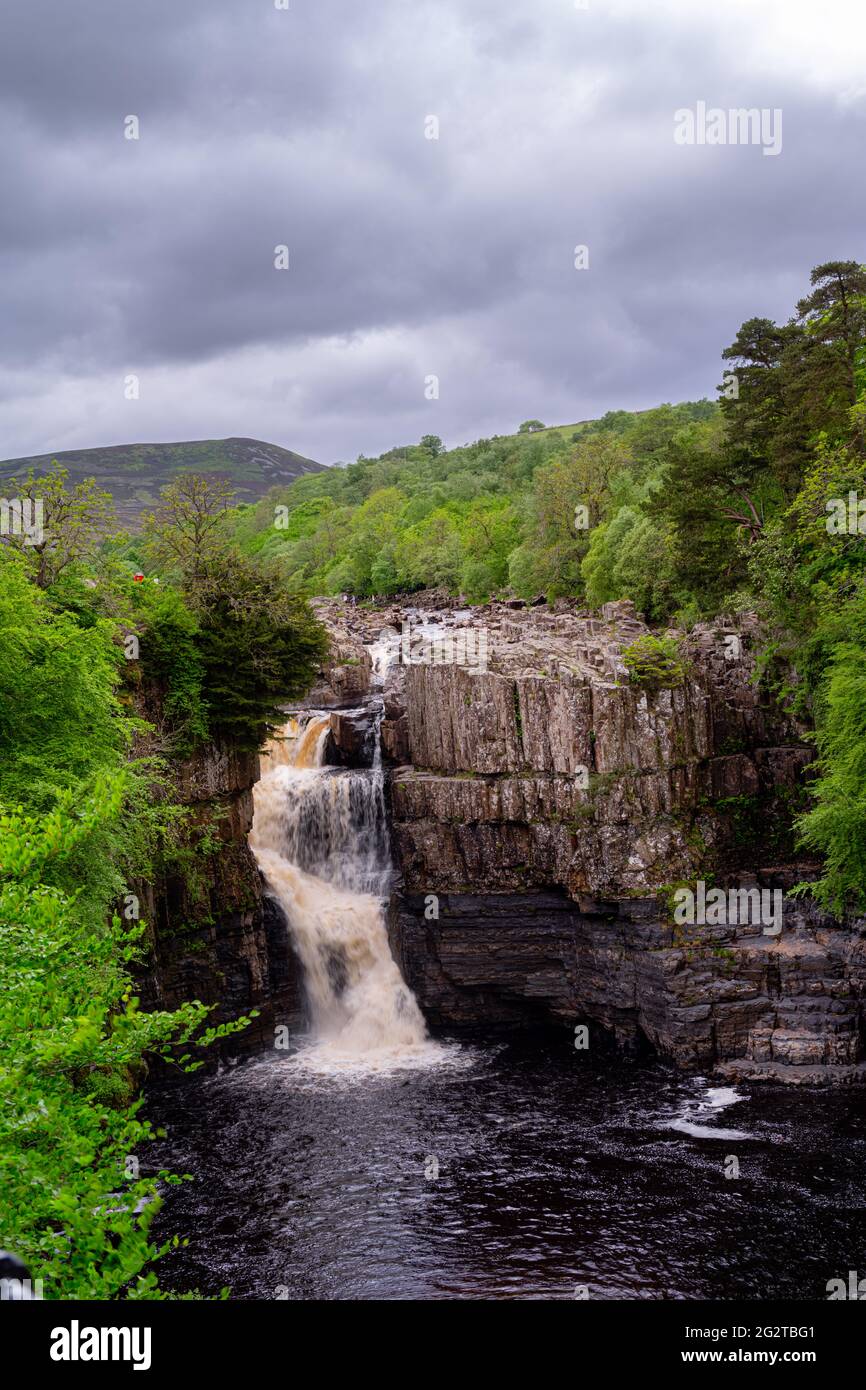 Beautiful High Force waterfall in Upper Teesdale, County Durham, England in spring Stock Photo