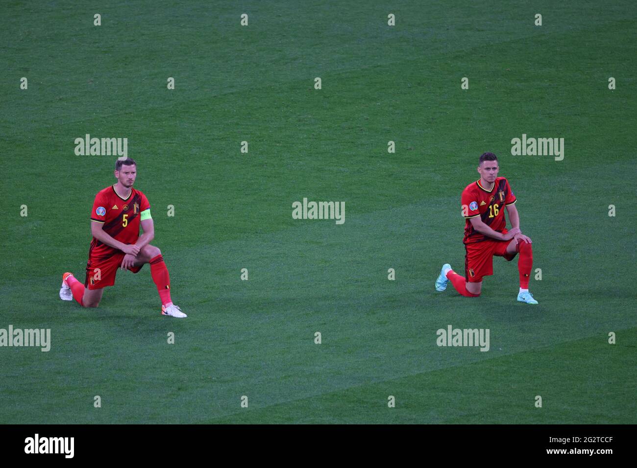 Saint Petersburg Russia 12 June 21 Football European Football Championship 1st Round Group B Russia V Belgium National Team Player Jan Vertonghen Thorgan Azar Stock Photo Alamy