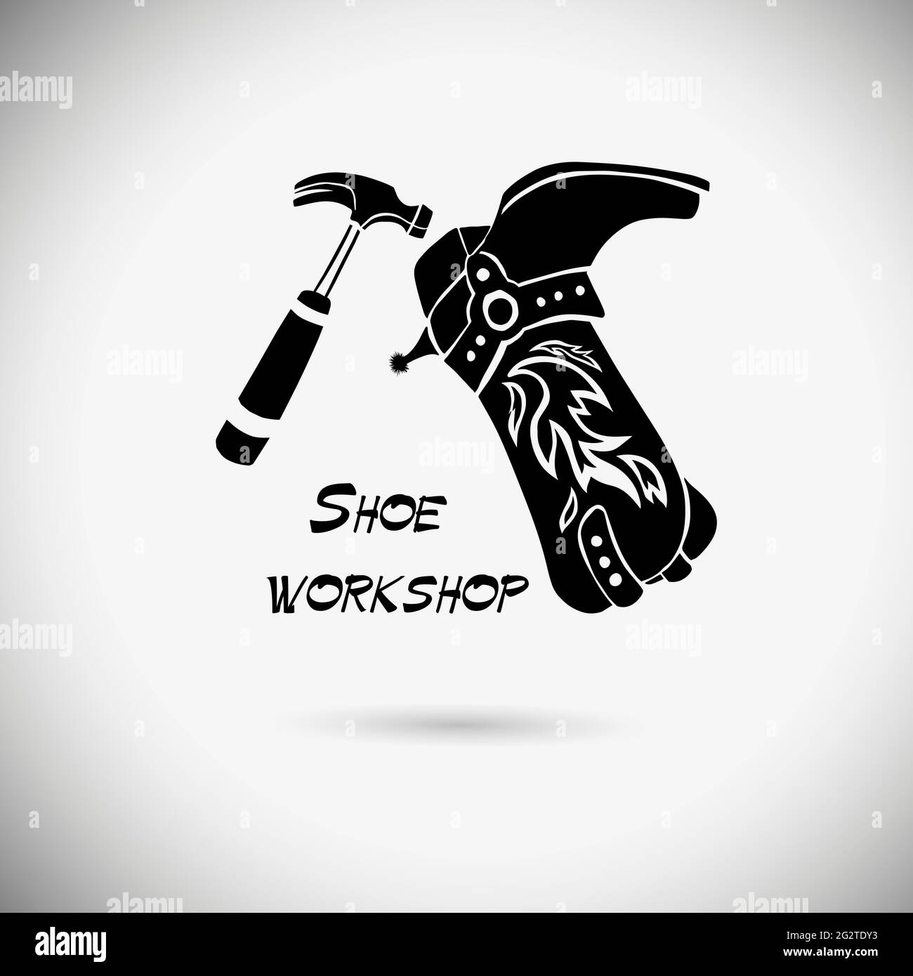 Shoemaker logo template. Shoe repair vector design. Shoe
