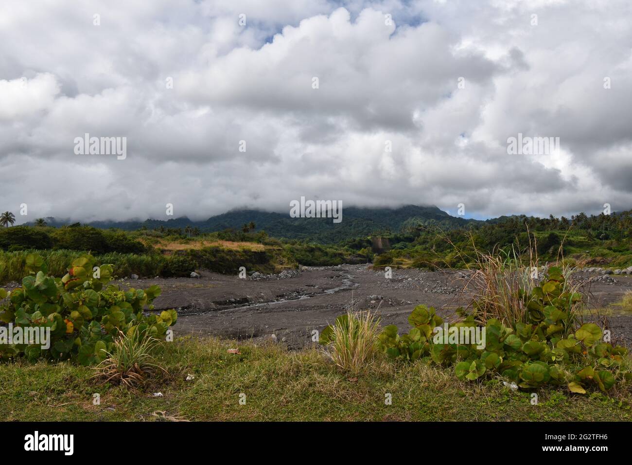 Georgetown, St. Vincent and the Grenadines- January 4, 2021: The Rabacca Dry River. Stock Photo