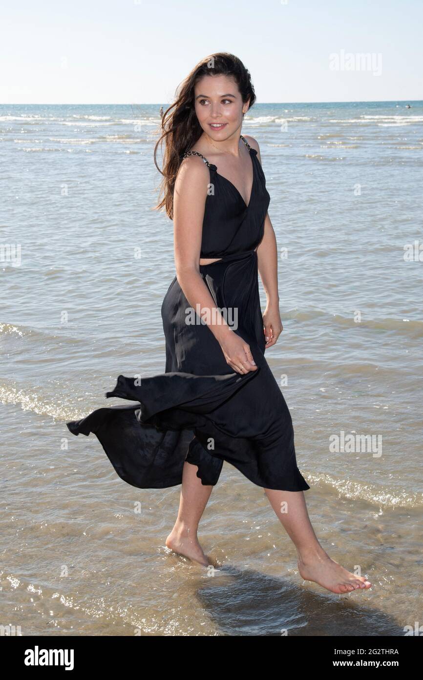 Marilou Aussiloux Attending A Photocall On The Beach As Part Of The 
