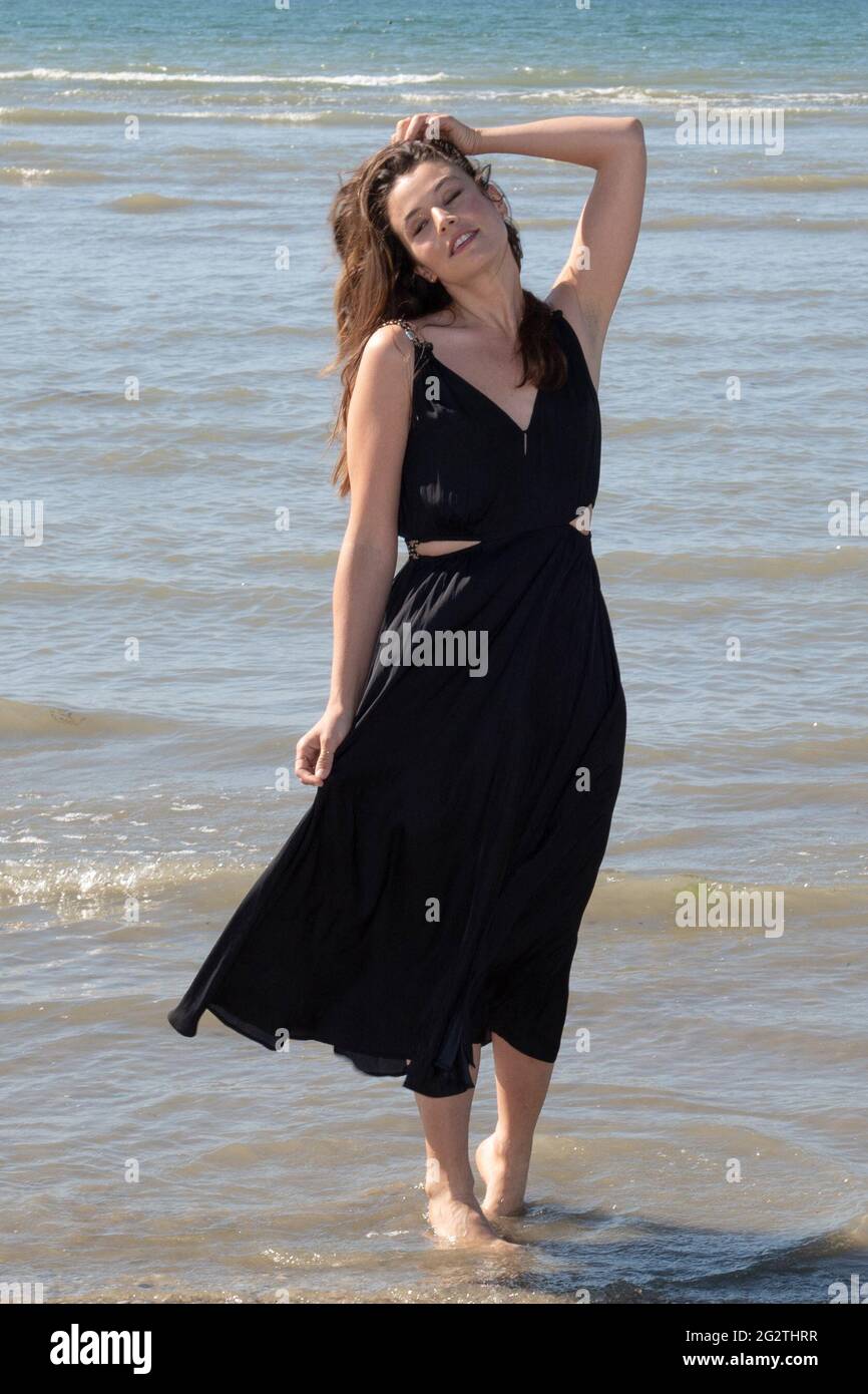marilou-aussiloux-attending-a-photocall-on-the-beach-as-part-of-the