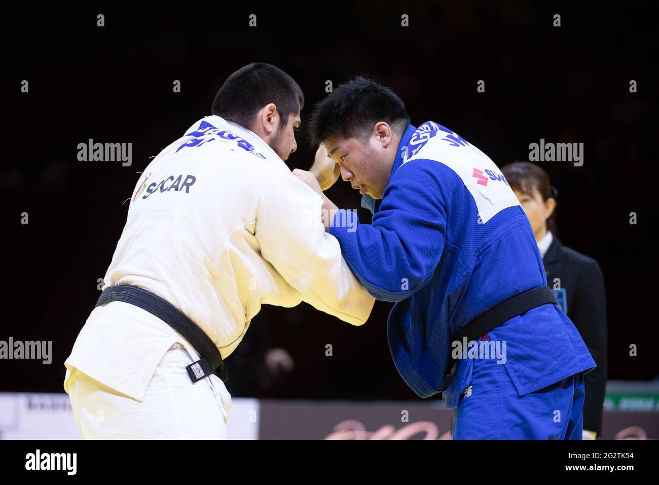 Budapest Hungary 12th June 21 Rjf S Tamerlan Bashaev In White Vs Japan S Kokoro Kageura In Blue During The Final Men 100 Kg 21 World Judo Championships At Budapest Sports Arena In Budapest