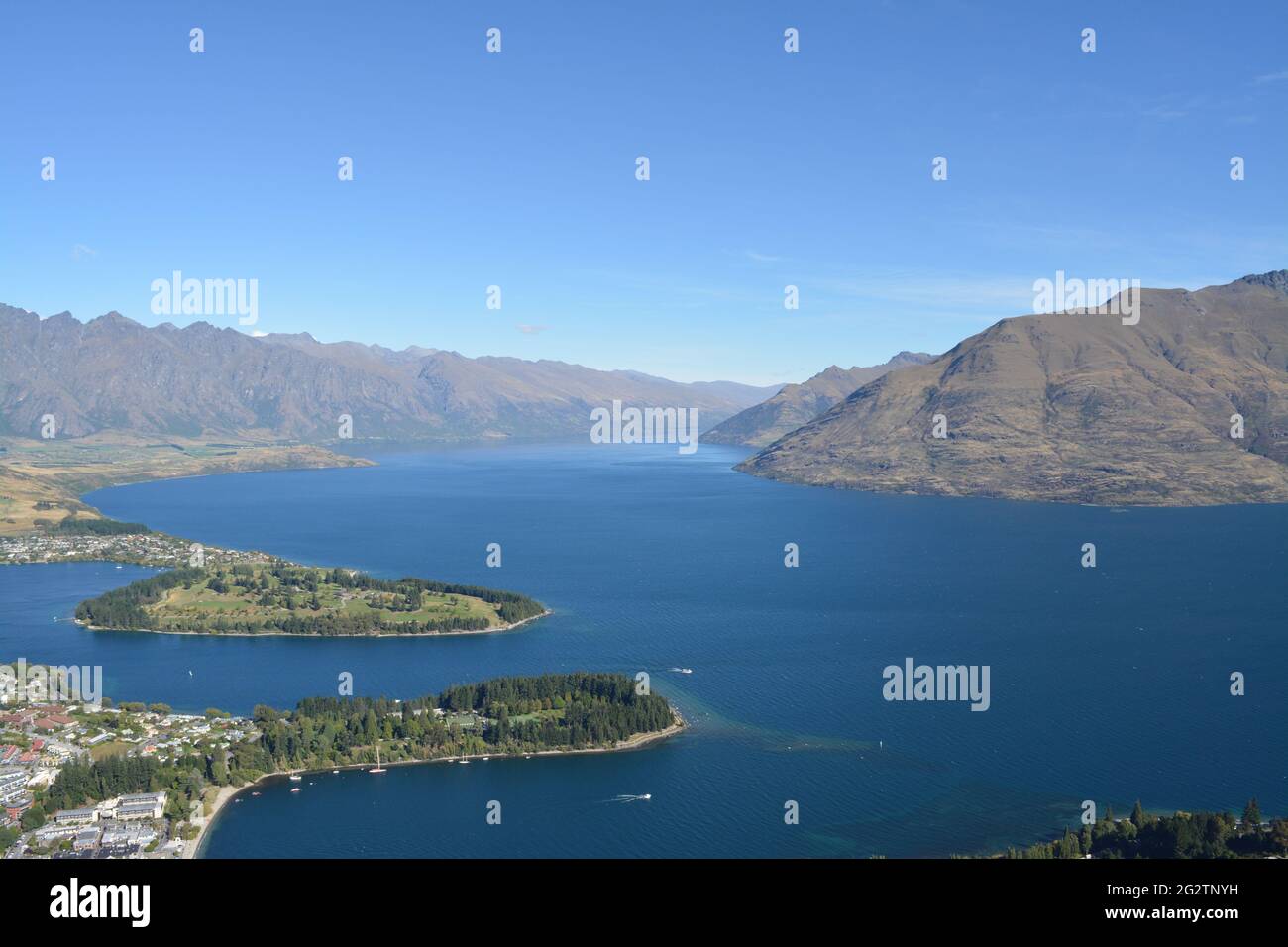 Lake Wakatipu View from Skyline Queenstown, New Zealand Stock Photo