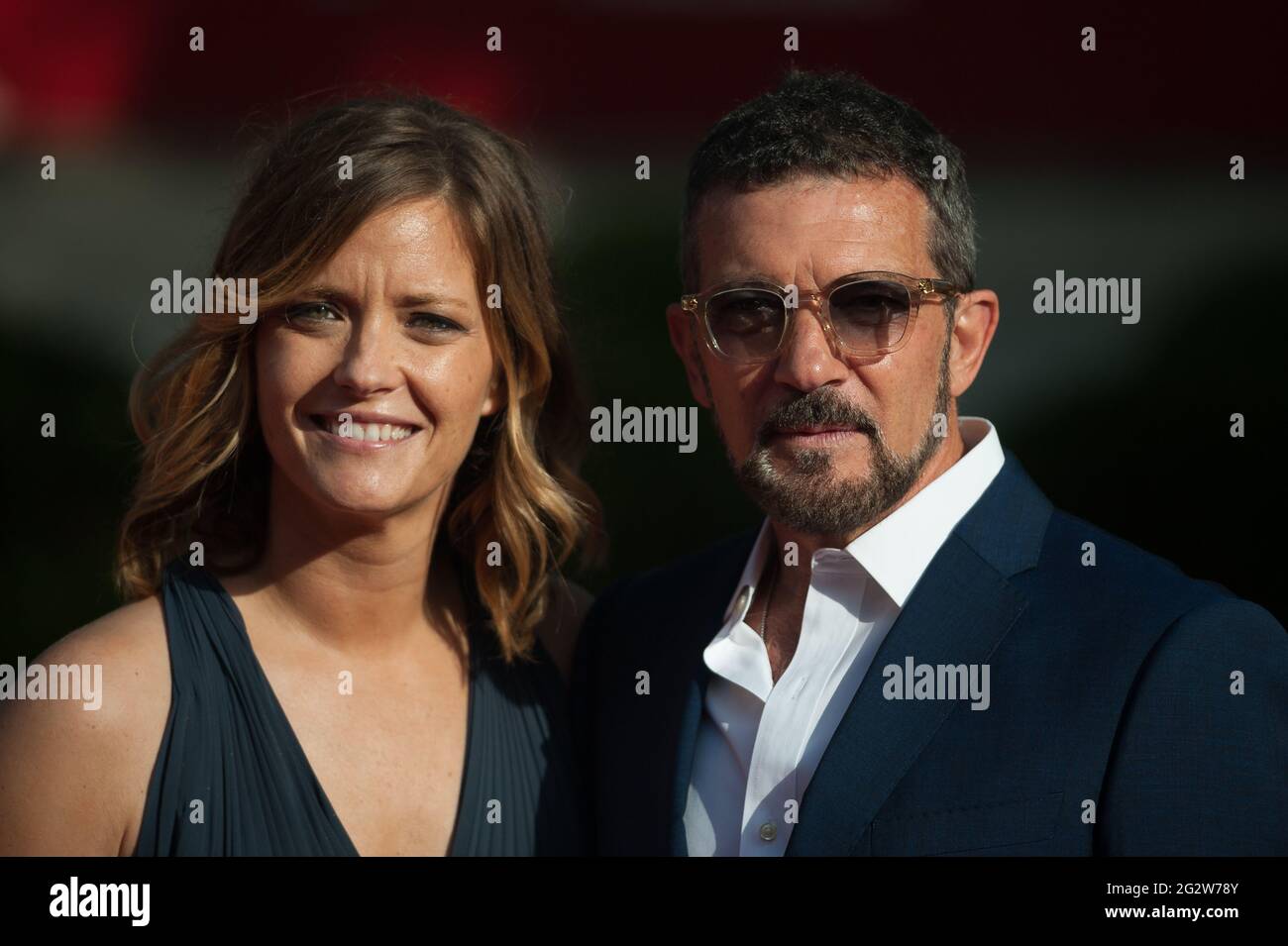 Malaga, Spain. 12th June, 2021. Spanish actor, Antonio Bandera and TV presenter, Maria Casado pose for photographers at the closing red carpet inside Miramar Hotel.The new edition of the 24th Malaga Spanish Film Festival, a great cinematographic event presents the film candidates to win the 'Biznaga de Oro' prize, following all measures to prevent the spread of coronavirus and to guarantee a secure event. The festival will be held from 3 to 13 June. (Photo by Jesus Merida/SOPA Images/Sipa USA) Credit: Sipa USA/Alamy Live News Stock Photo