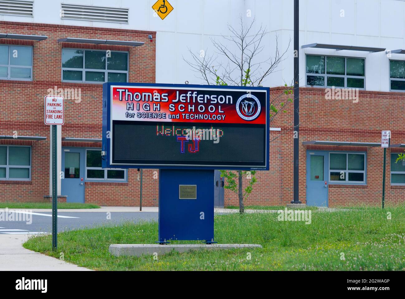 Entrance sign to Thomas Jefferson High School for Science and