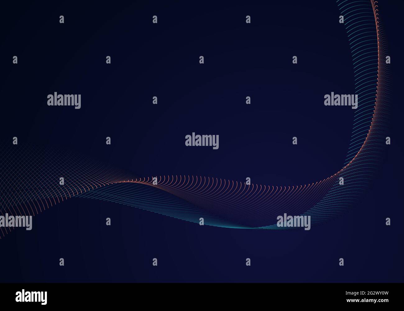 Abstract modern fluid dots particles wave line on dark blue background. Vector illustration Stock Vector