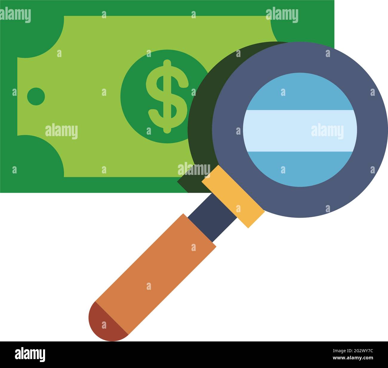 Bill dollar magnifying glass Stock Vector Images - Alamy