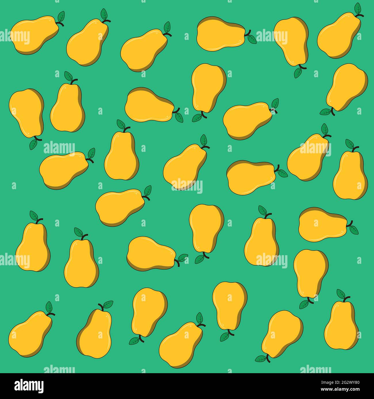 Vector seamless pattern with fruits peares on a green background ...