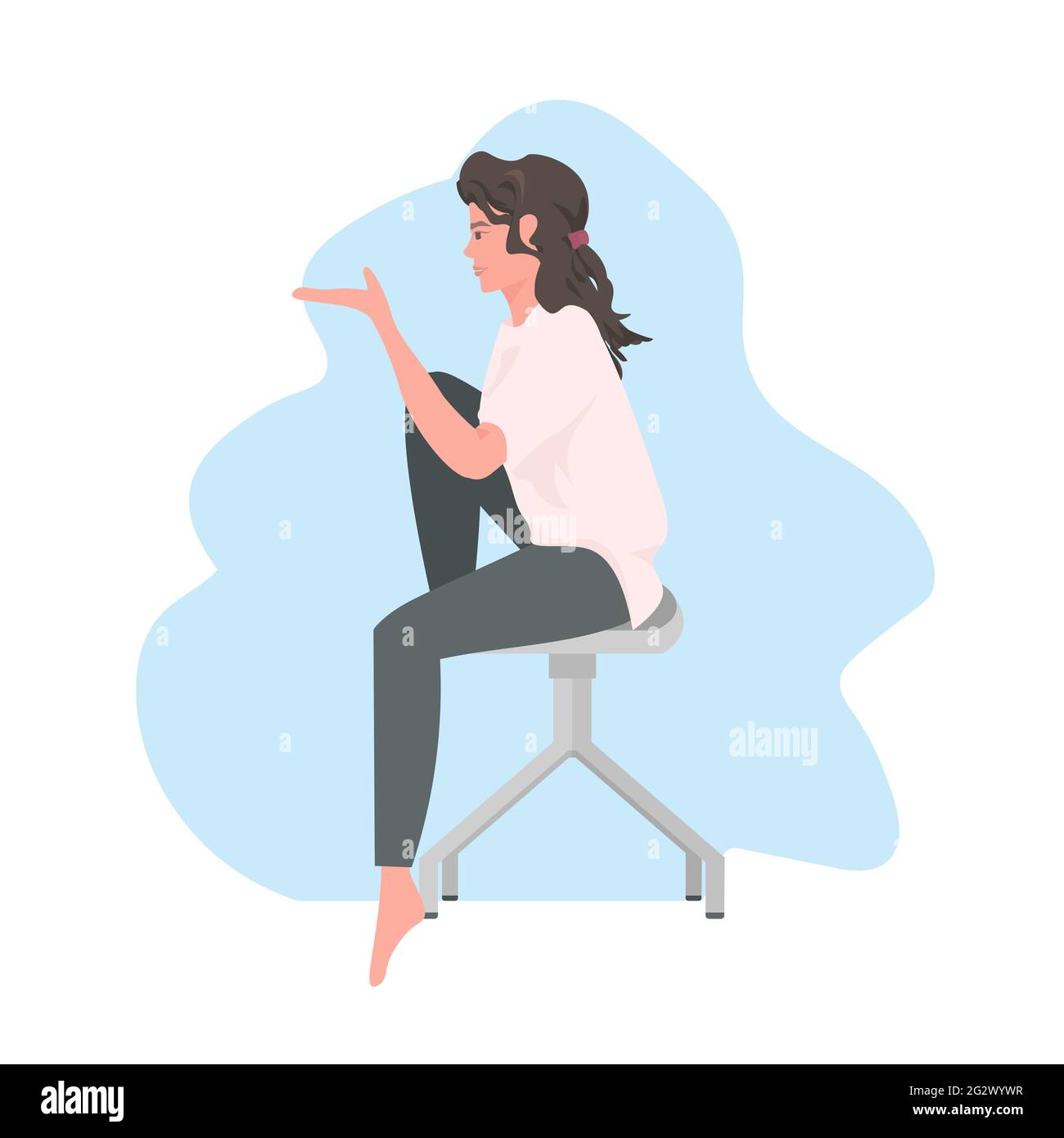 young business woman sitting on chair female cartoon character full length Stock Vector Image