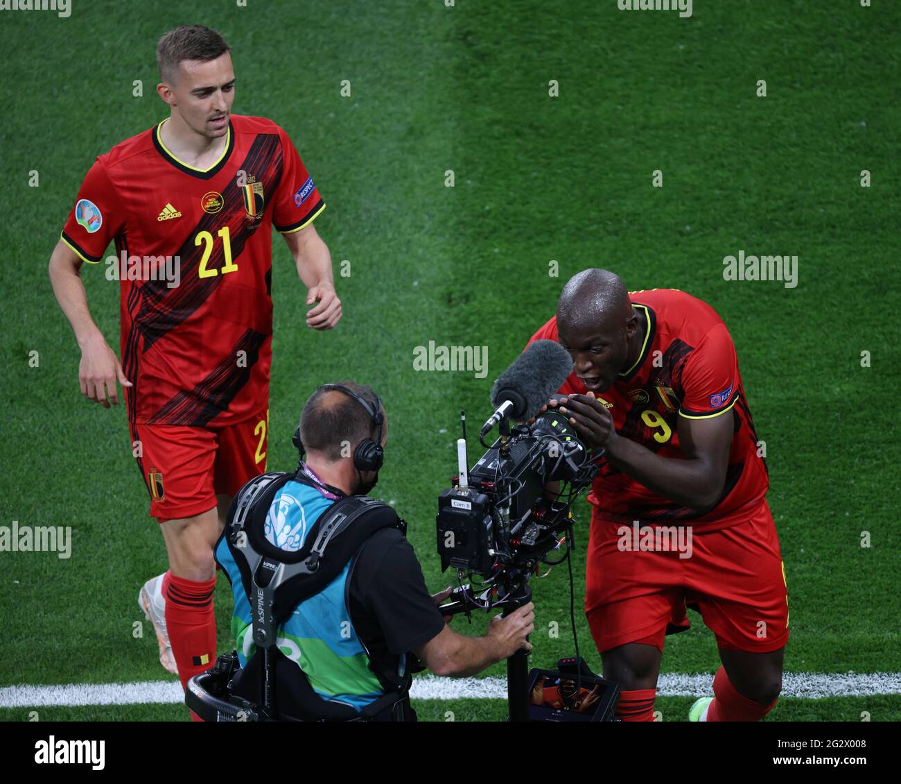 Saint Petersburg, Russia. 12th June, 2021. Romelu Lukaku (9) of Belgium seen before the European championship EURO 2020 between Russia and Belgium at Gazprom Arena.(Final Score; Russia 0:3 Belgium). Credit: SOPA Images Limited/Alamy Live News Stock Photo