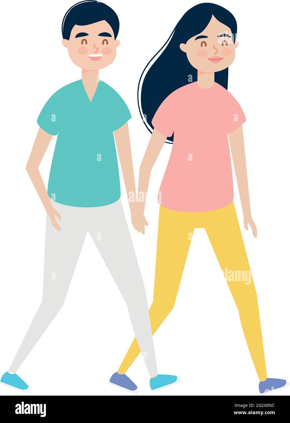 happy man and woman walking Stock Vector Image & Art - Alamy