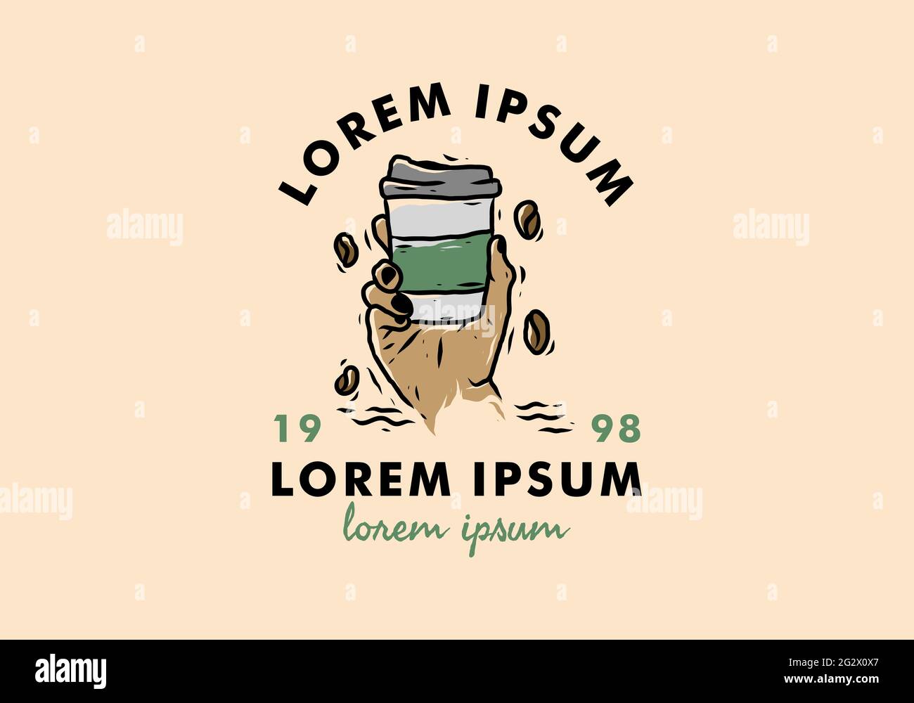 Illustration drawing of hand holding coffee cup design Stock Vector ...