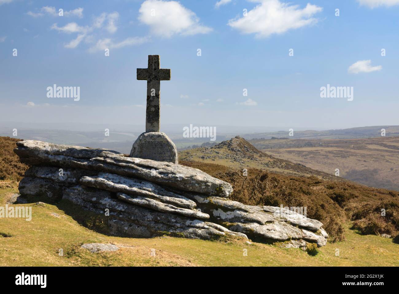 Cave-Penny Cross and Sharp Tor on Dartmoor in Devon. Stock Photo