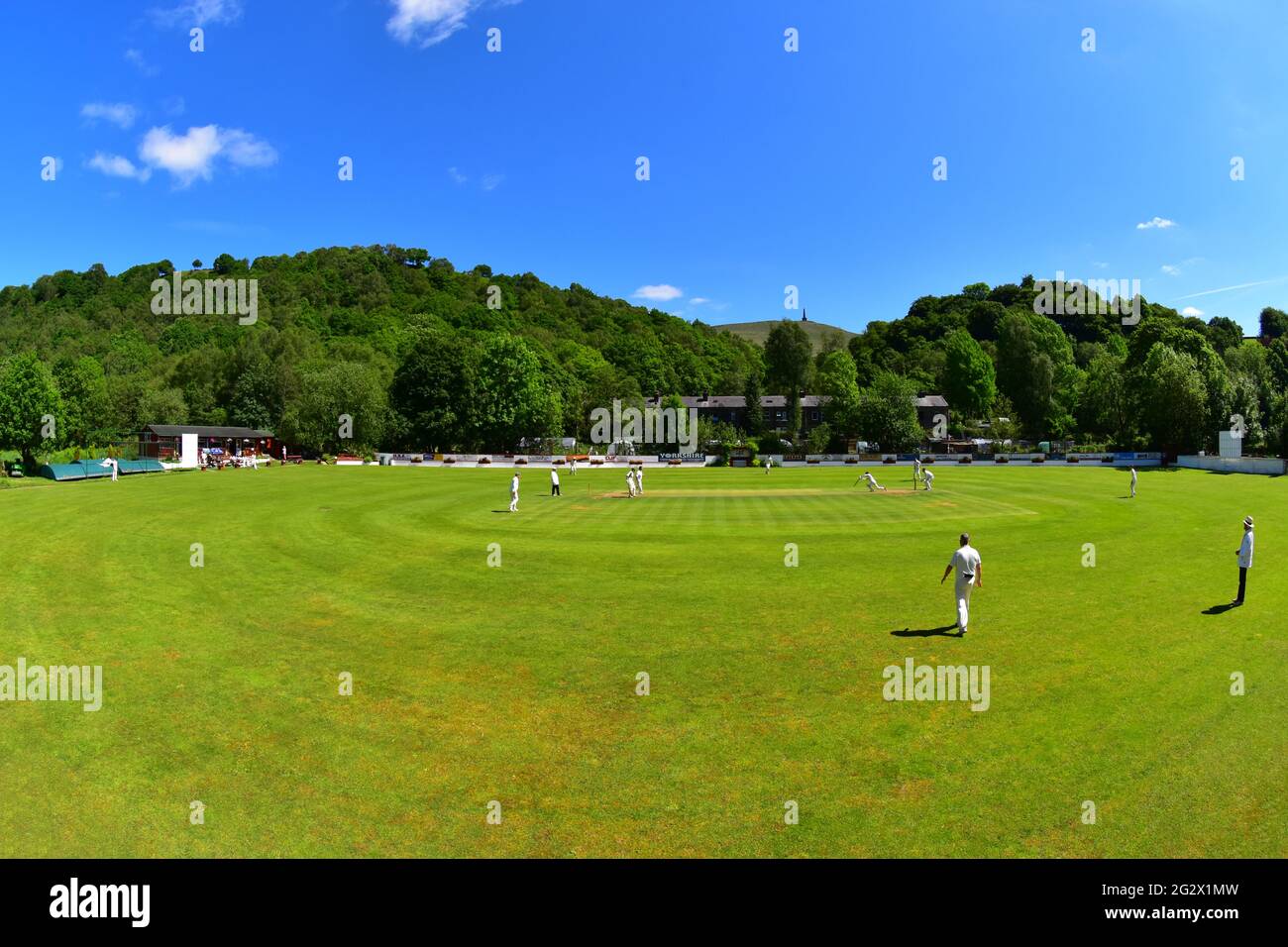 Bridgeholme Cricket Club, Stoodley Pike, Calderdale, West Yorkshire Stock Photo
