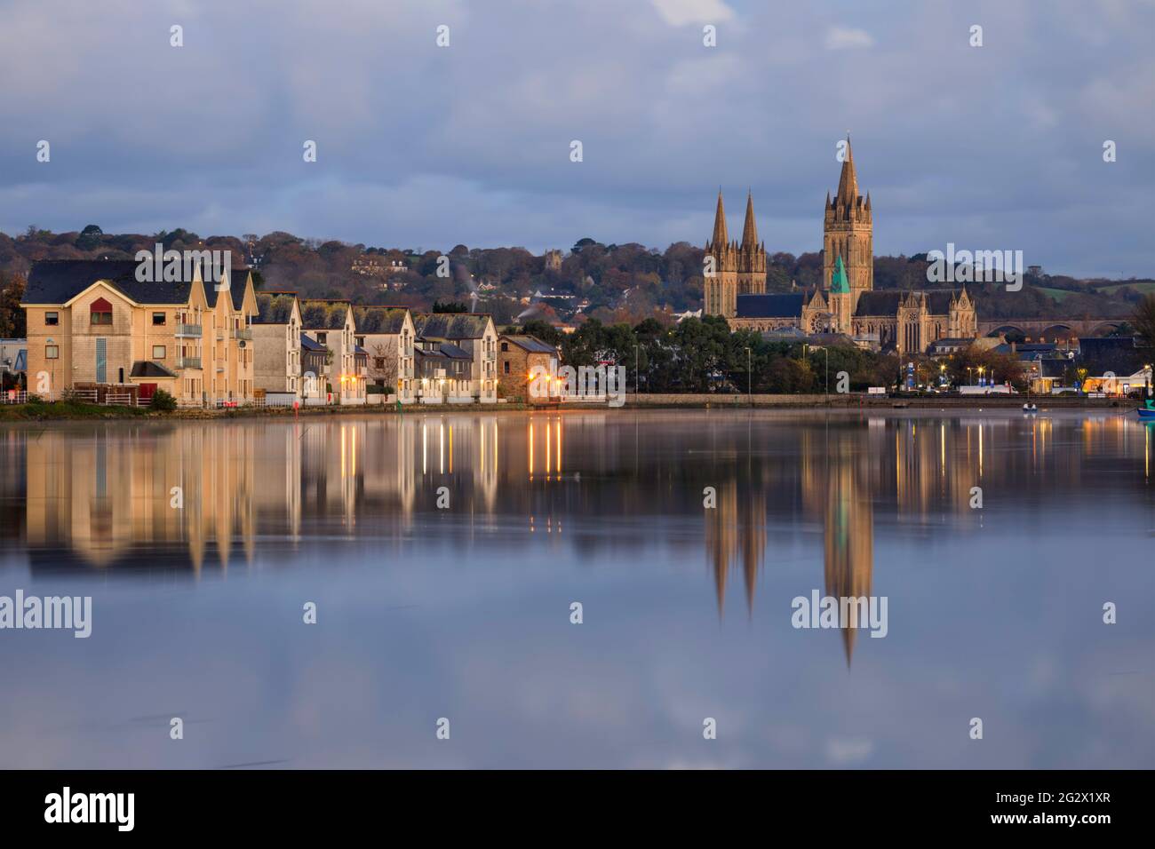 Truro Cathedral captured from Boscawen Park. Stock Photo