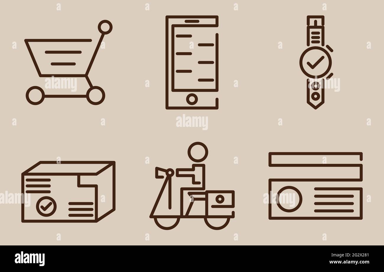 Shopping online icon set in thin line style Stock Vector Image & Art ...