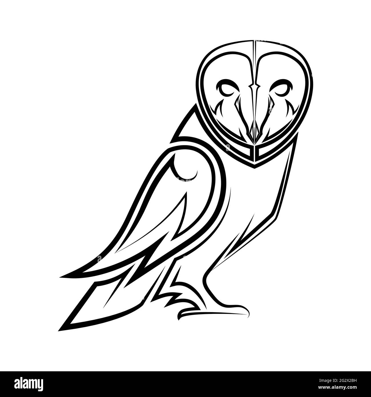 Black and white line art of owl Good use for symbol mascot icon ...