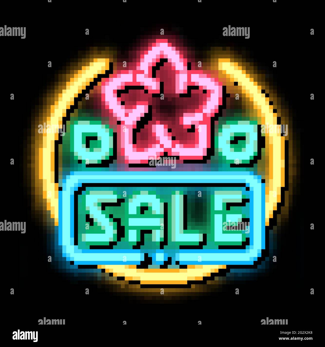 spring holidays sale discount neon glow icon illustration Stock Vector