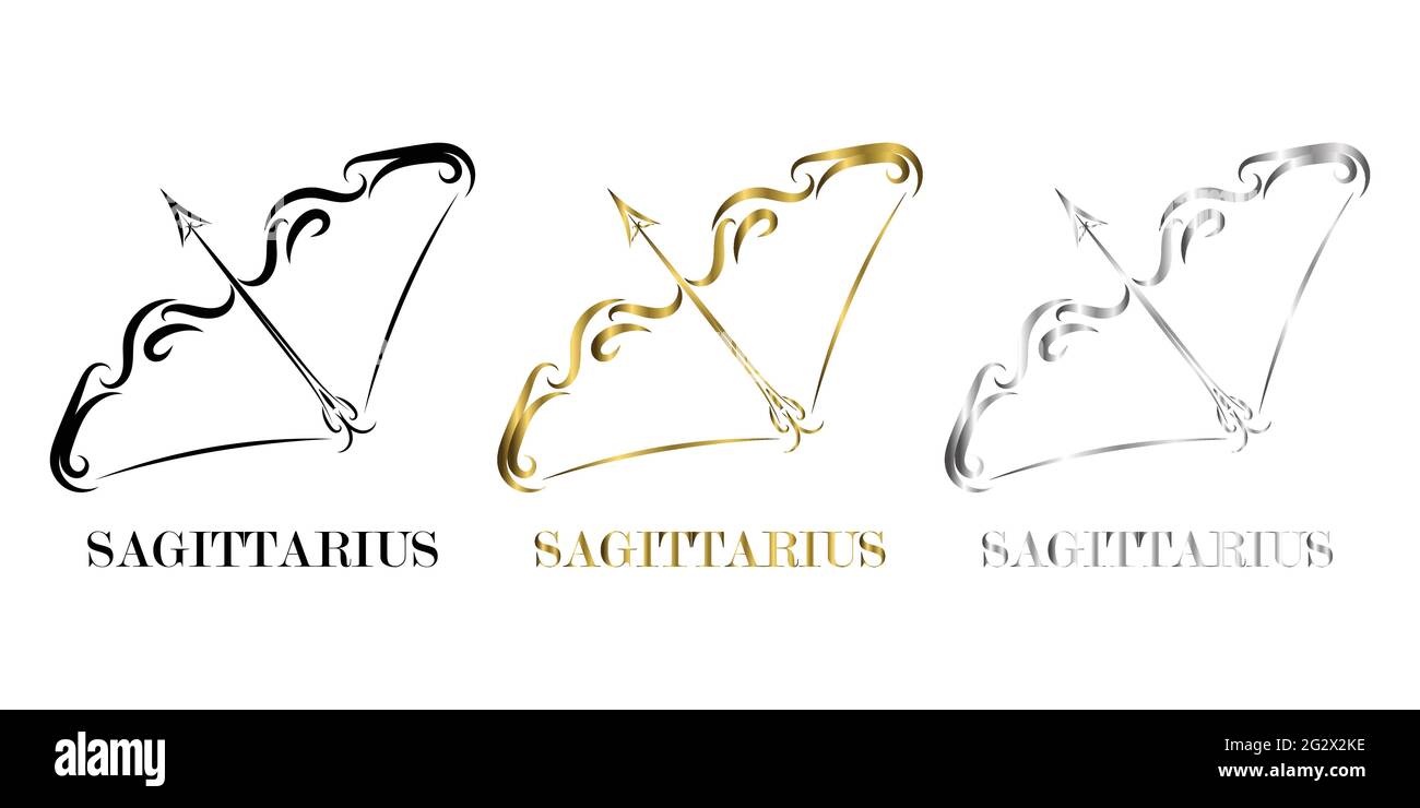 Line vector logo of bow and arrow It is sign of Sagittarius zodiac