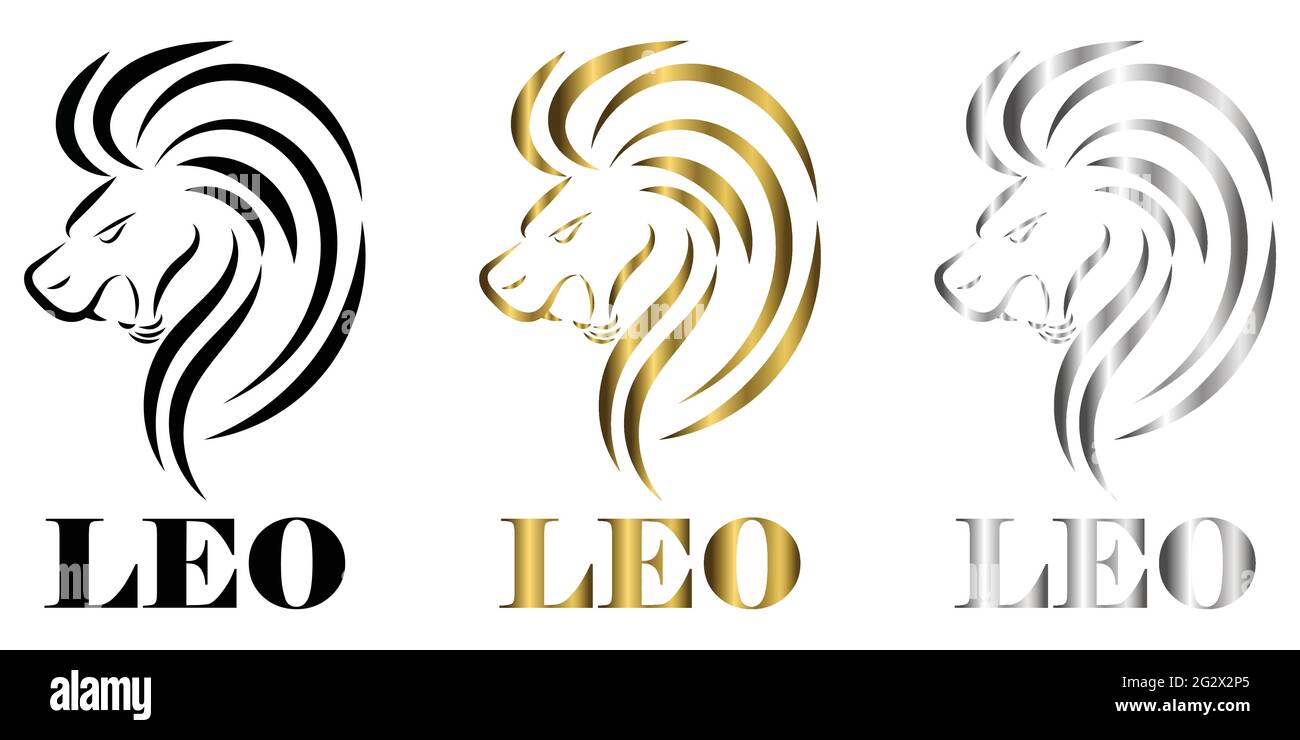 line logo of lion head It is sign of leo zodiac there are three color