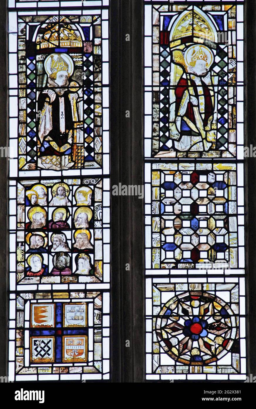 St Martin's Church, Stamford; 15th Century Stained Glass Stock Photo