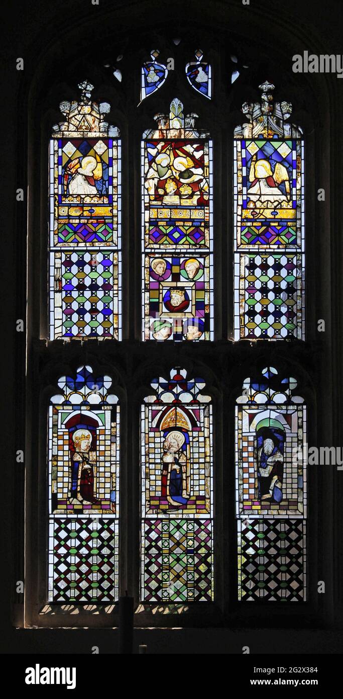 St Martin's Church, Stamford; 15th Century Stained Glass Stock Photo