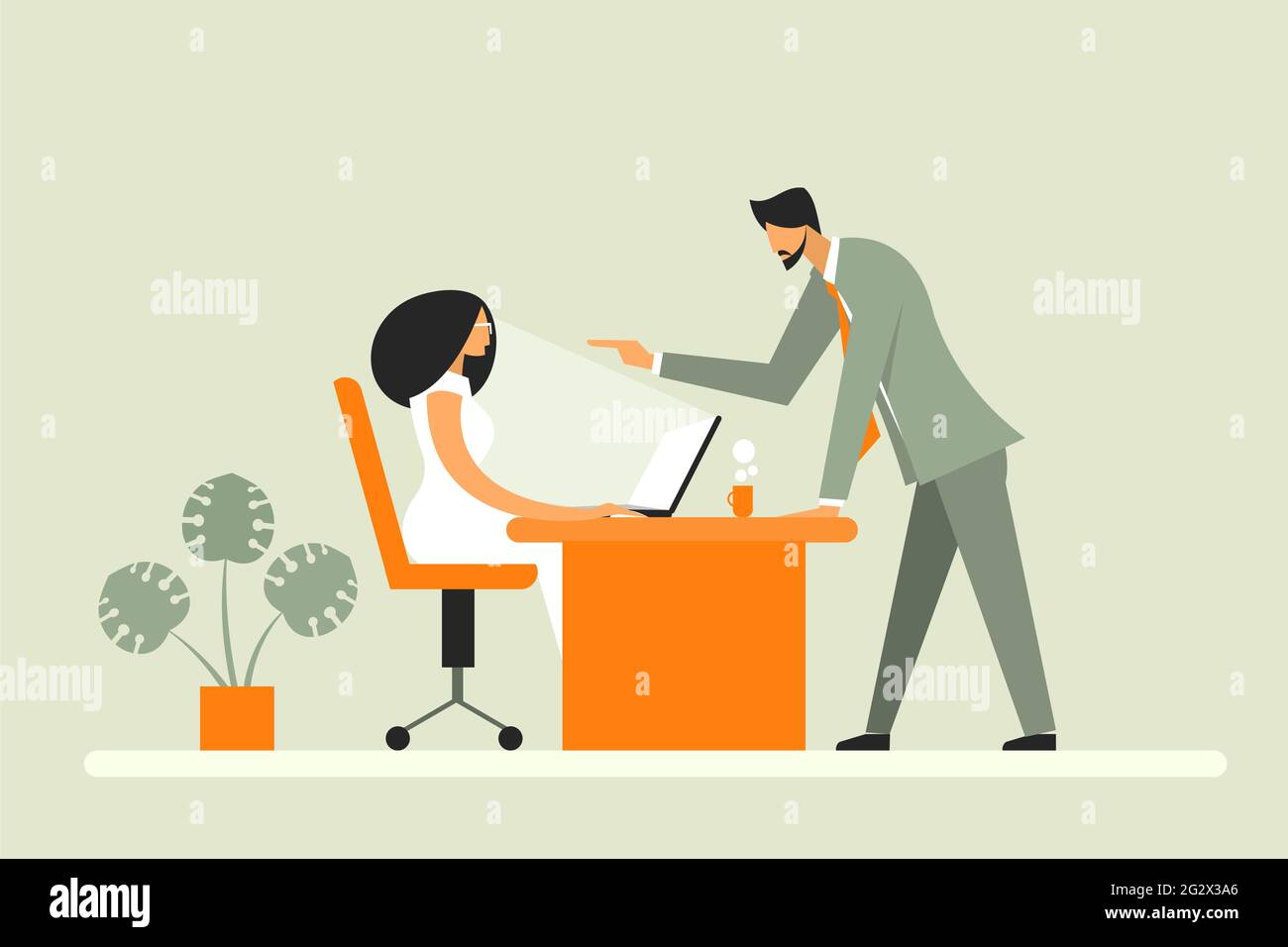 Angry boss speaking rude to an employee Stock Vector