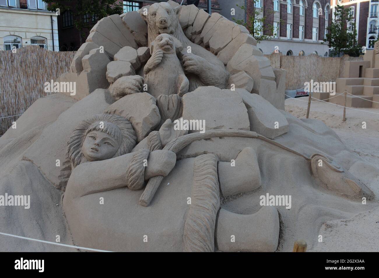 one of the most spectacular sand sculpture events in Copenhagen/Denmark. 'Antartic' by Katsu Chaen (Japan) and Bagrat Stephanyan (Russia). Stock Photo