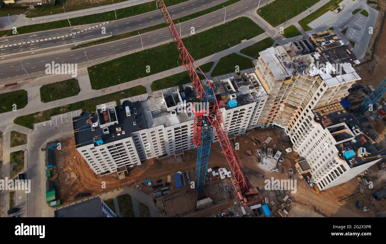 Aerial view of the new urban development. New houses are being built ...