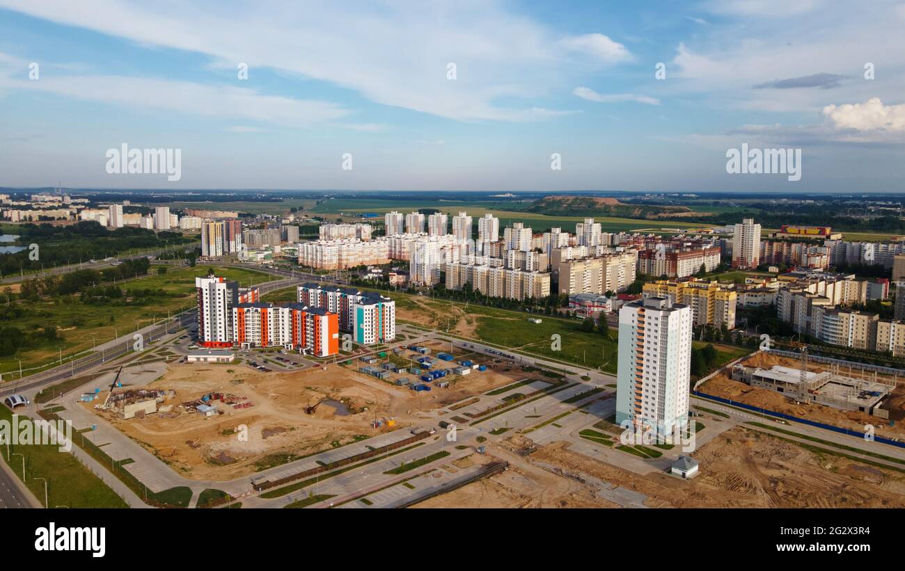 Aerial view of the new urban development. New houses are being built ...