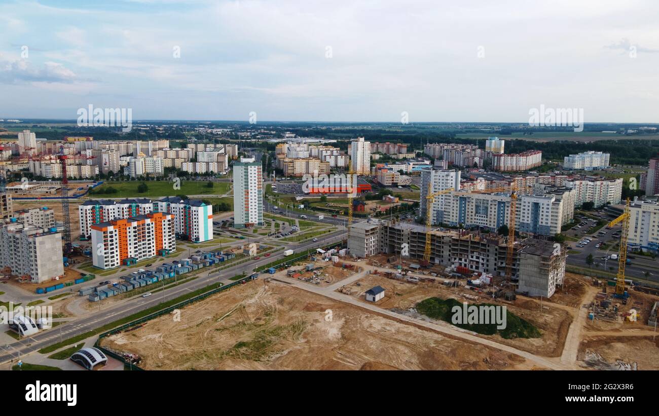 Aerial view of the new urban development. New houses are being built ...