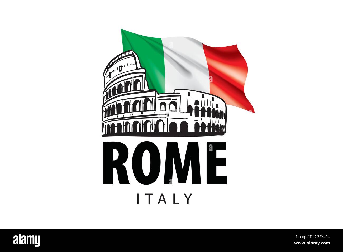 Vector drawing of the Colosseum in Rome on a white background Stock