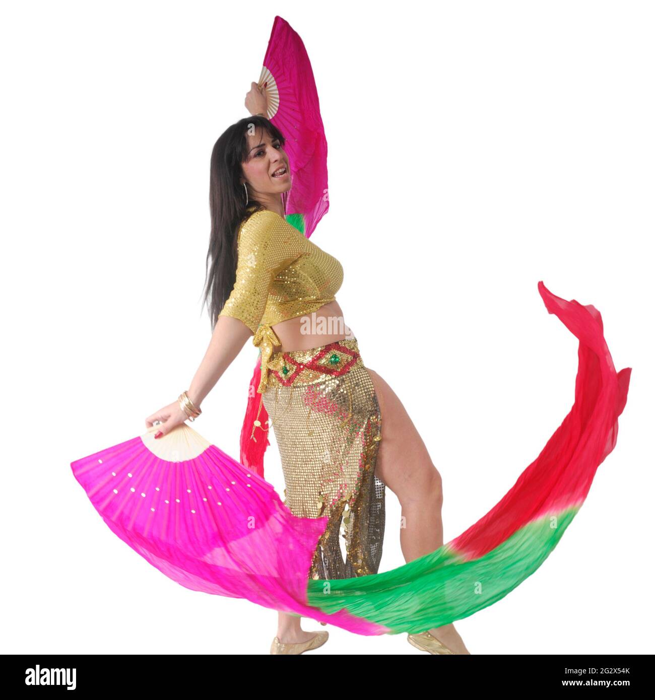 Egyptian style Belly dancer On white Background Stock Photo