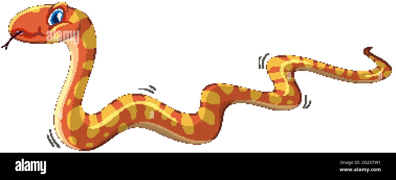 Orange snake cartoon character isolated on white background ...