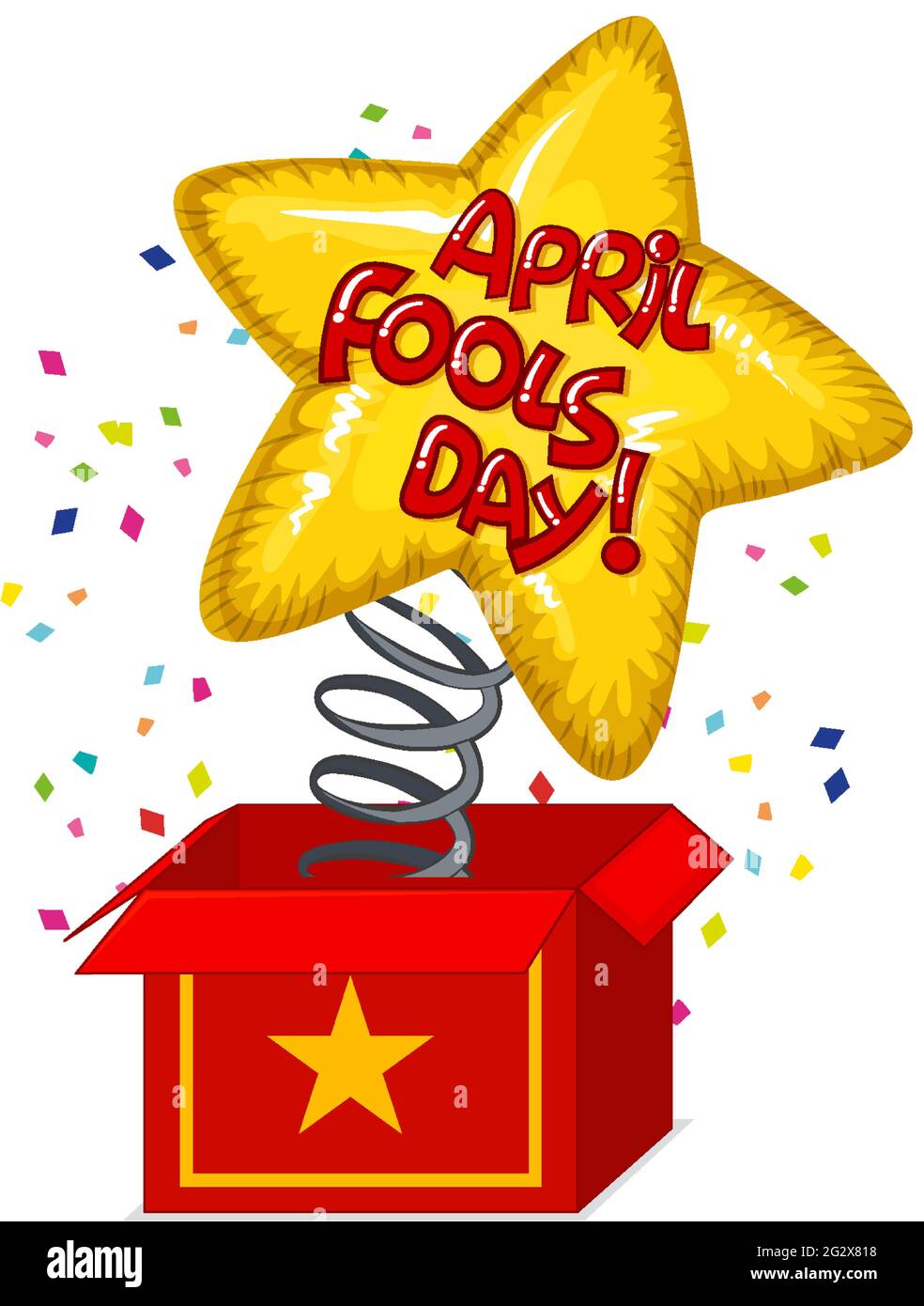 April Fool's Day font logo with confetti explosion illustration Stock Vector