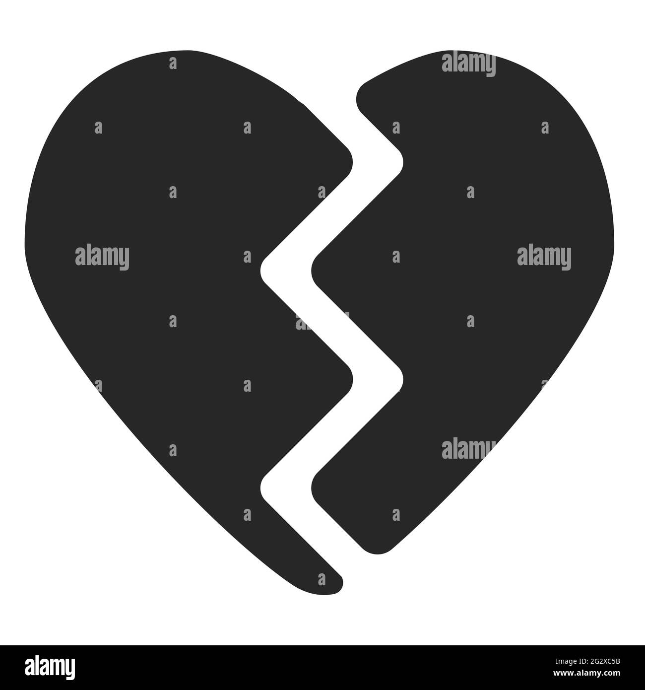 black broken heart. Flat style. simple shape icon. Vector illustration