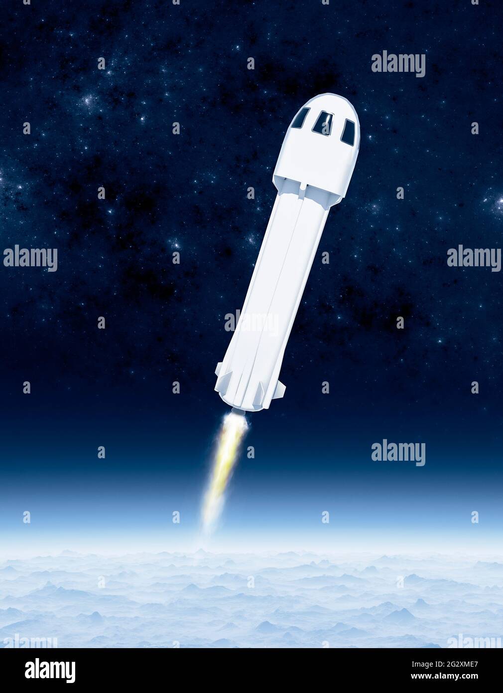 Tourist space travel, rocket and capsule. First tourist flight. Earth's