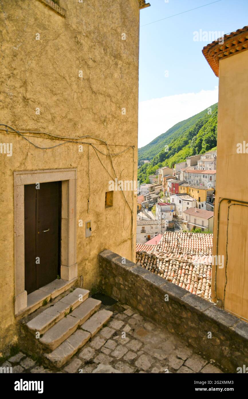 Panoramic view of San Fele, an old village in the Basilicata region in Italy. Stock Photo