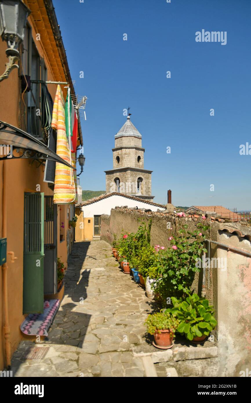 Panoramic view of San Fele, an old village in the Basilicata region in Italy. Stock Photo