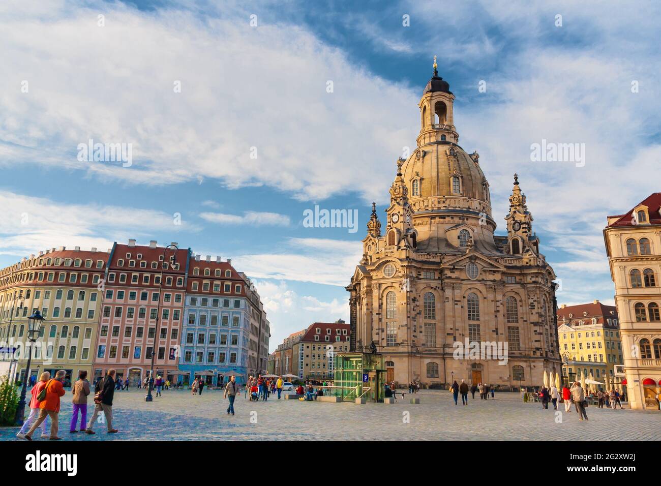 Dresden, Germany - May 24, 2010: rebuild 'Frauenkirche' - German for 'church of our lady' at the 'Neumarkt' which means 'New Market' in Dresden Stock Photo
