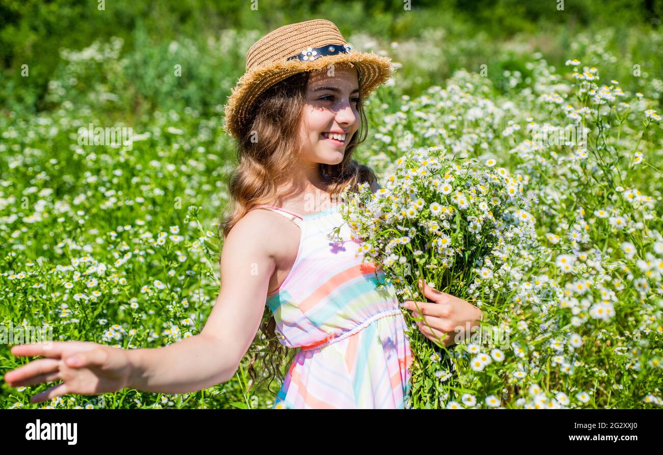 Girl collecting flowers hi-res stock photography and images - Alamy