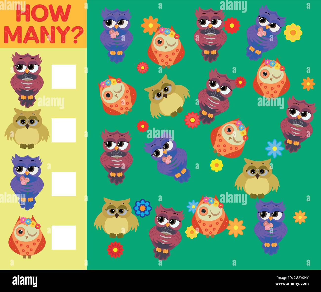 Cartoon Illustration of Educational Counting Activity Game for Children ...