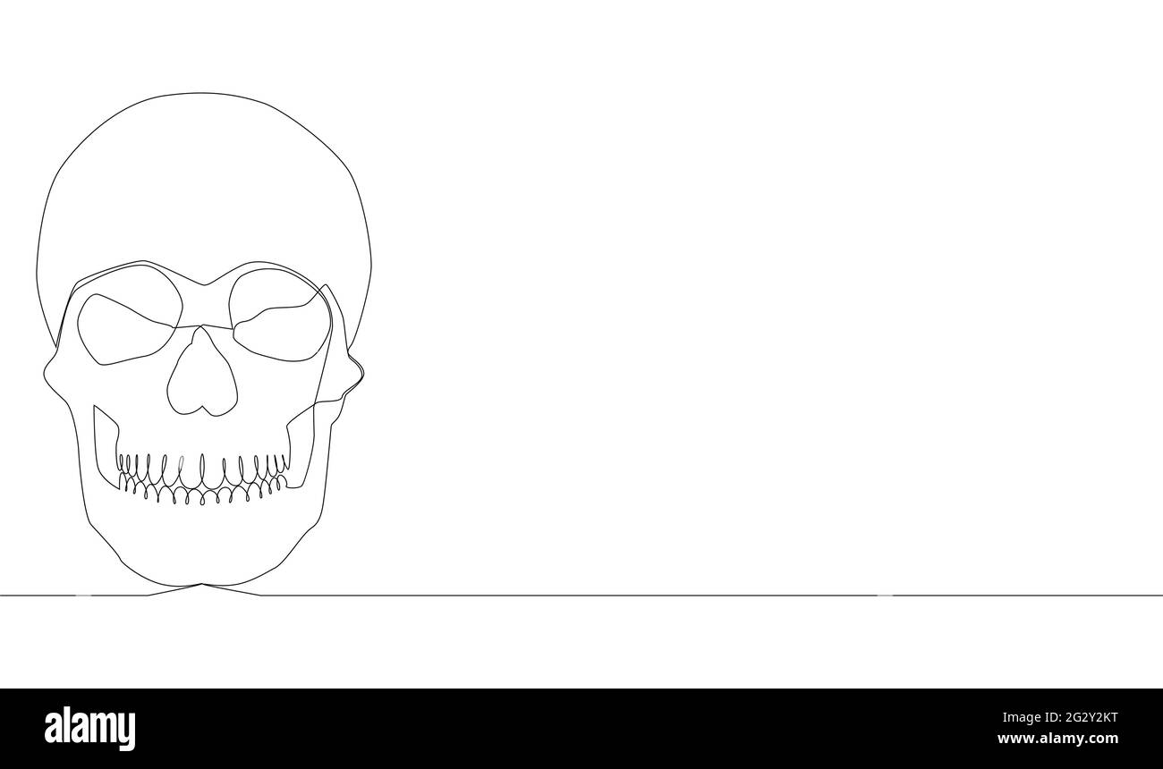 Continuous one line drawing. Abstract human skull. illustration Stock Vector